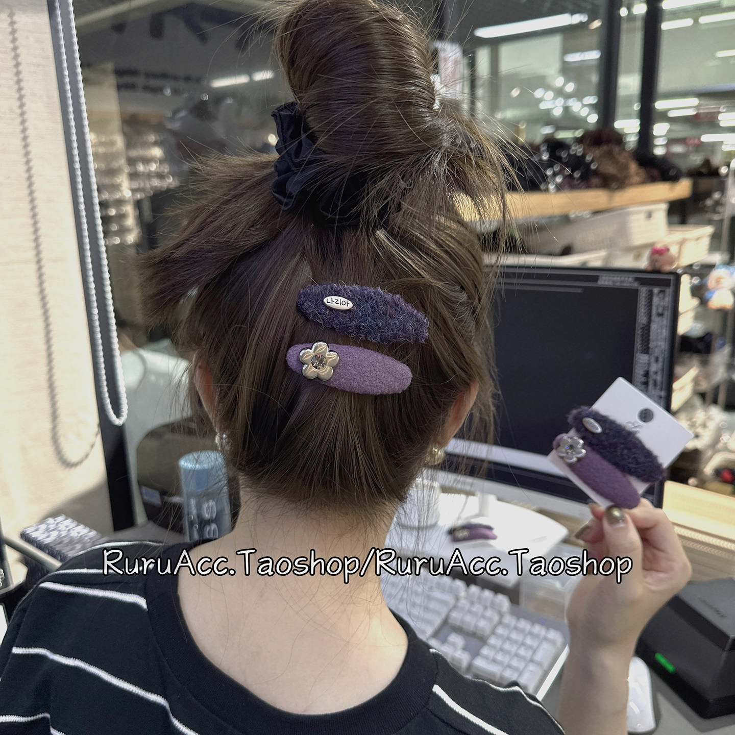 东大门高级紫色银拉丝花朵发夹掰掰夹少女刘海侧边夹后脑勺碎发夹,饰品/流行首饰/时尚饰品新,发饰,淘宝优惠券,粉丝福利购,淘宝优惠卷