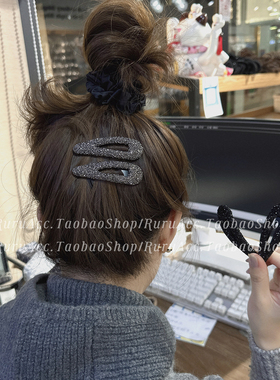 RURU超闪砂糖碎钻水滴形掰掰夹高级洋气刘海边夹韩国少女碎发夹子