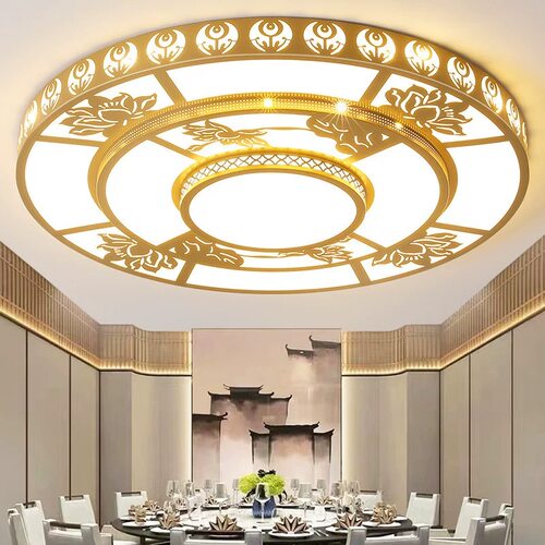 金色客厅大灯大气别墅酒店大厅灯一米五圆形led吸顶灯具1.2米灯饰