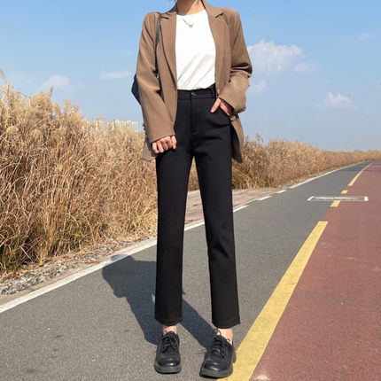 小直筒裤女九分2026夏秋新款高腰显瘦修身百搭休闲小脚烟管西装裤
