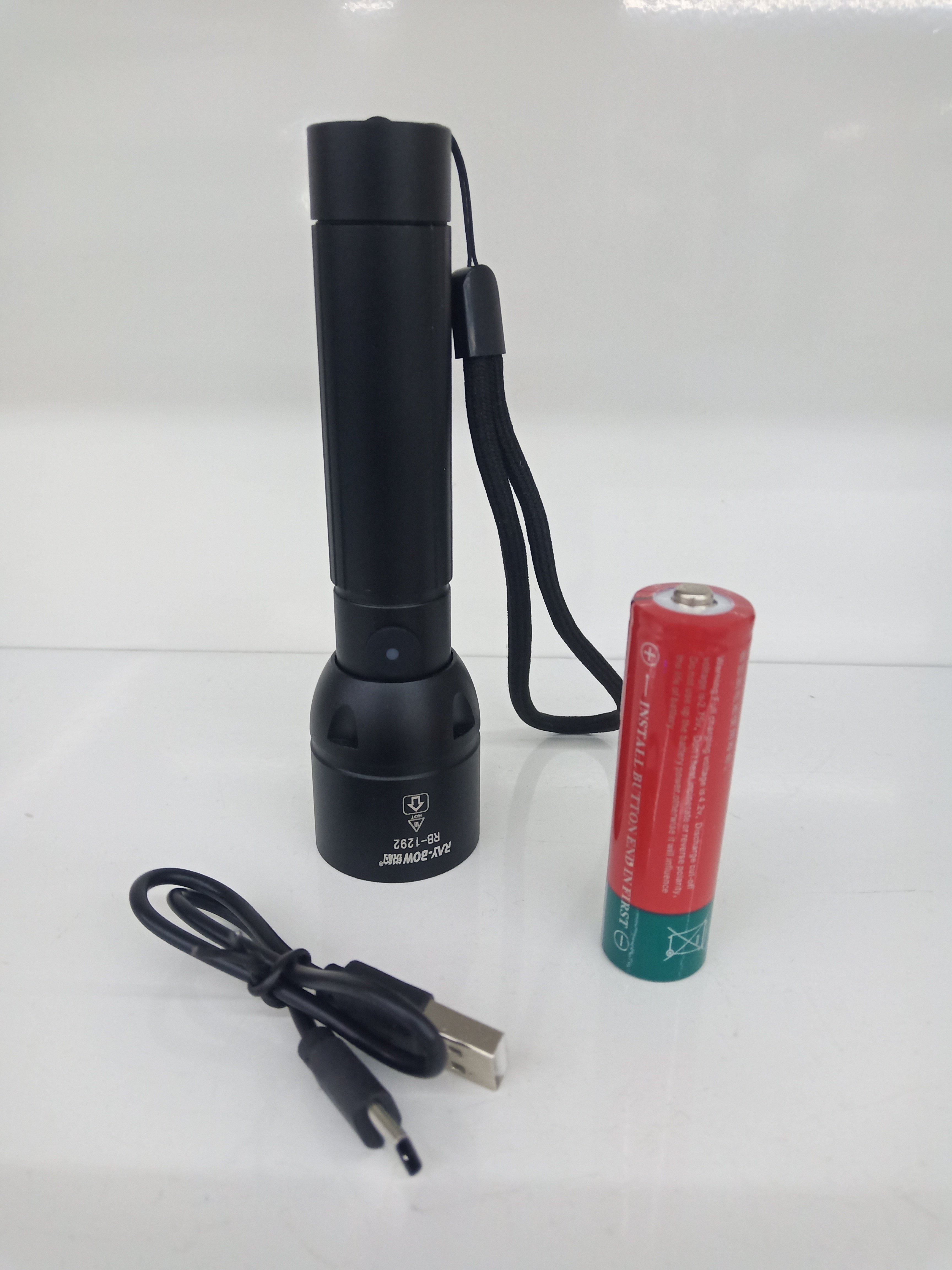 锐豹1292强光手电筒可充电远射高亮强-中-弱-爆闪-SOS多功能变焦