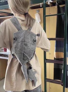 【小】潮流动物园鲸鲨包小鲨鱼包男女小众设计感斜挎包帆布鲸鱼包