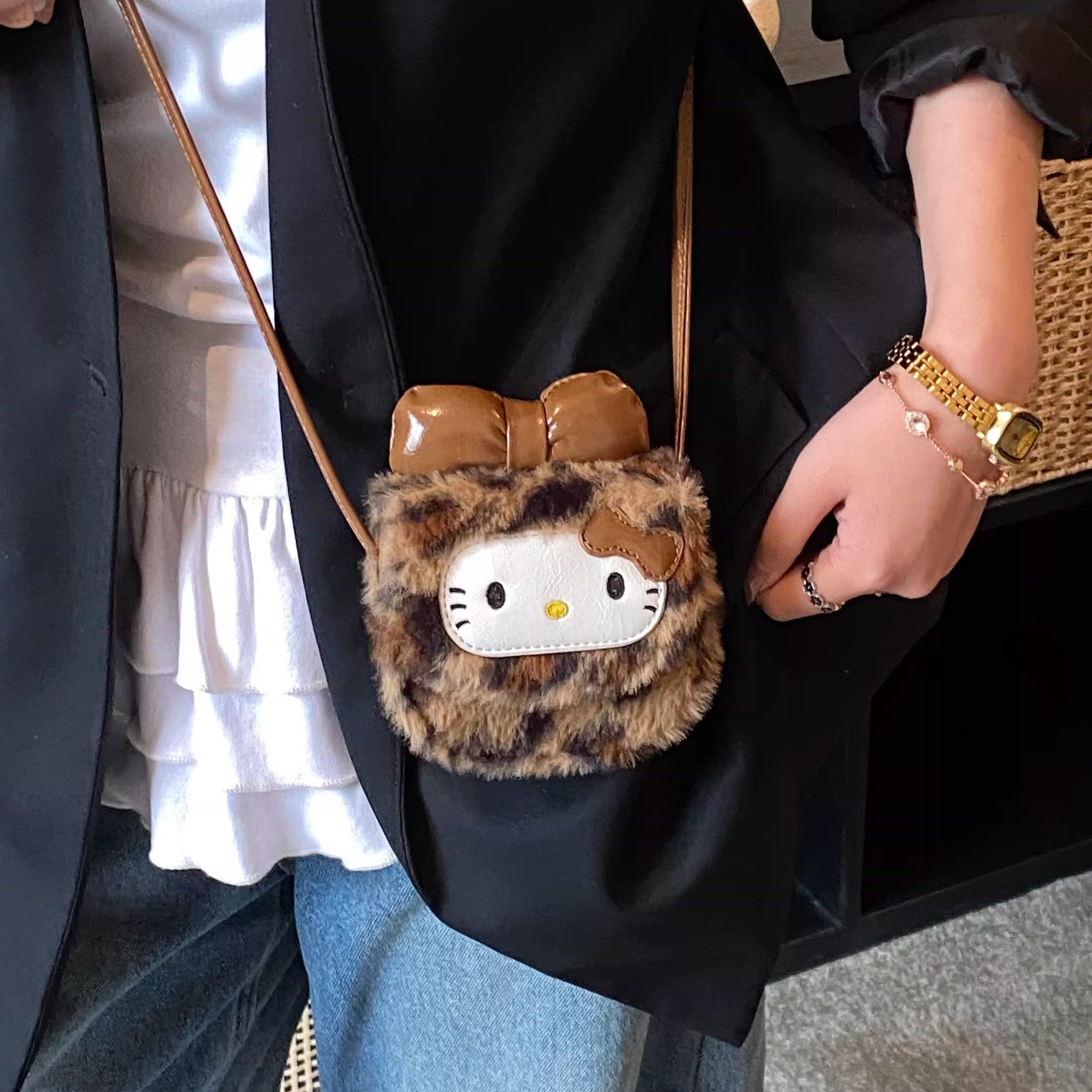 儿童时尚包包网红女童斜挎包2026新款迷你豹纹蝴蝶结零钱口红包潮,箱包皮具/热销女包/男包,马鞍包,淘宝优惠券,粉丝福利购,淘宝优惠卷