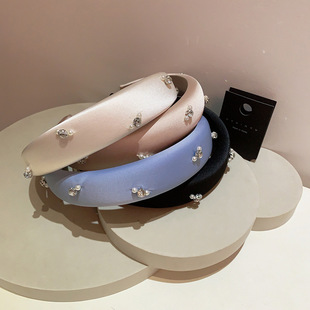 法式高级感珍珠水钻发箍韩国宽边洗脸外出压发头箍高颅顶网红发饰