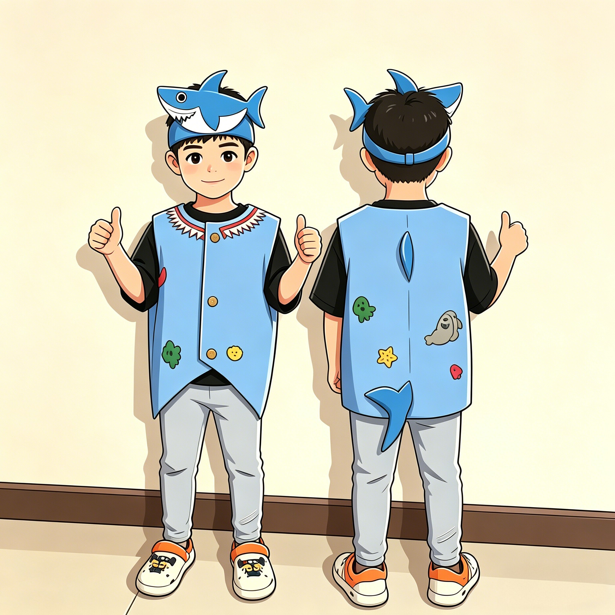 不织布手工鲨鱼表演服装