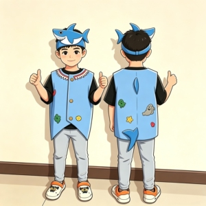不织布手工鲨鱼表演服装