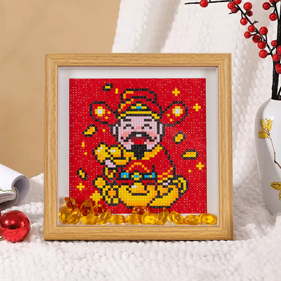 带框钻石画财神爷摆件摆台2025年新款手工点钻画5d钻石中式十字绣