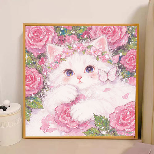 可爱猫咪钻石画2026新款手工DIY钻石十字绣卡通点贴钻小猫钻石绣