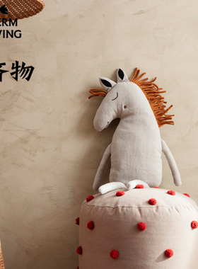 丹麦FermLiving Horse Cushion 抱枕 儿童房卡通装饰抱枕安抚玩偶