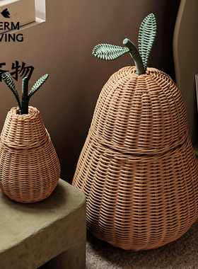 丹麦FermLiving Pear Braided收纳篮 北欧儿童房装饰编织收纳摆件