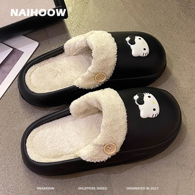 hellokitty拖鞋女冬季新款高颜值可爱家居室内防水毛拖保暖棉拖鞋