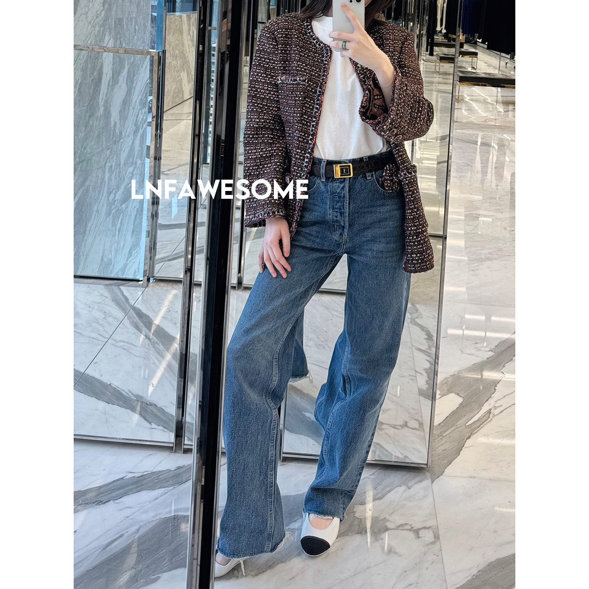 LNFAWESOME 经典复古90高腰直筒牛仔裤,女装/女士精品,牛仔裤,淘宝优惠券,粉丝福利购,淘宝优惠卷