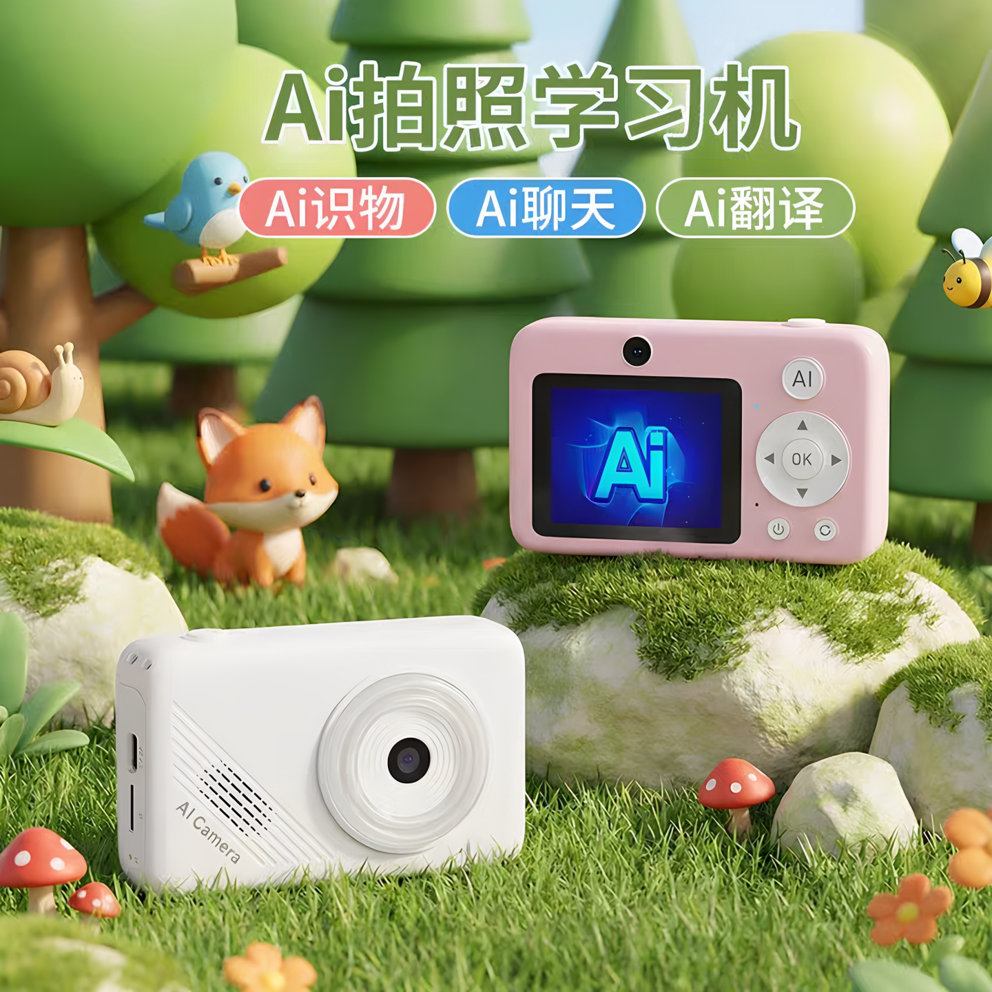 新款CCD数码相机AI儿童学生高清户外拍摄可连网智能学习机识万物