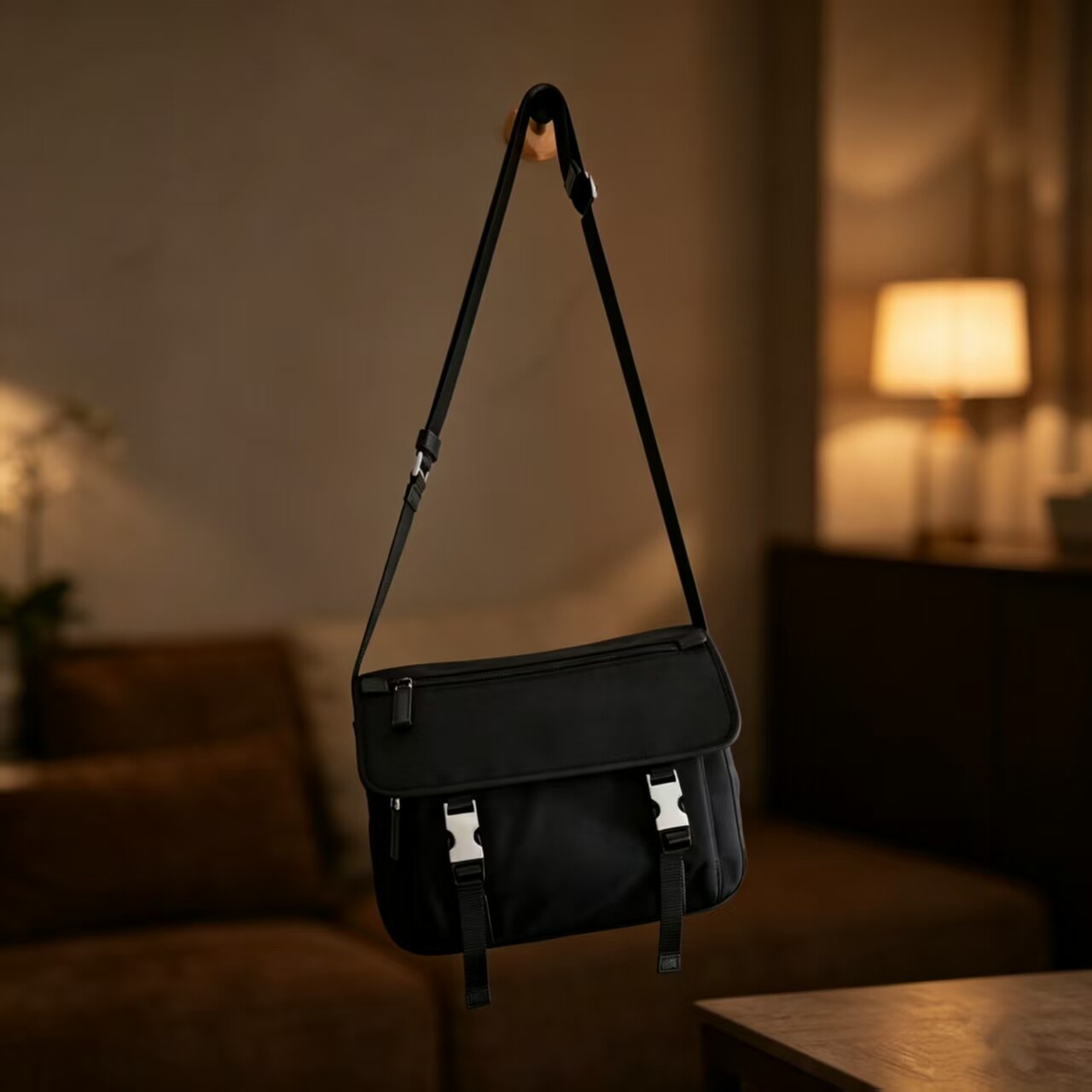 时尚休闲降落伞防水尼龙邮差包单肩斜挎包男士商务通勤包腰包胸包