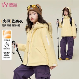 儿童夹棉加厚洋气外套小女孩保暖棉服童装 女童冲锋衣冬季 2025新款