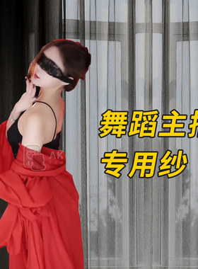 舞蹈女主播黑色纱帘直播间背景魔术贴窗帘免打孔专用网红隔断白纱