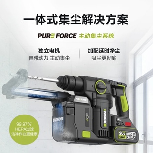 WORX威克士-WU385锂电无刷吸尘自动集尘多功能冲击电锤