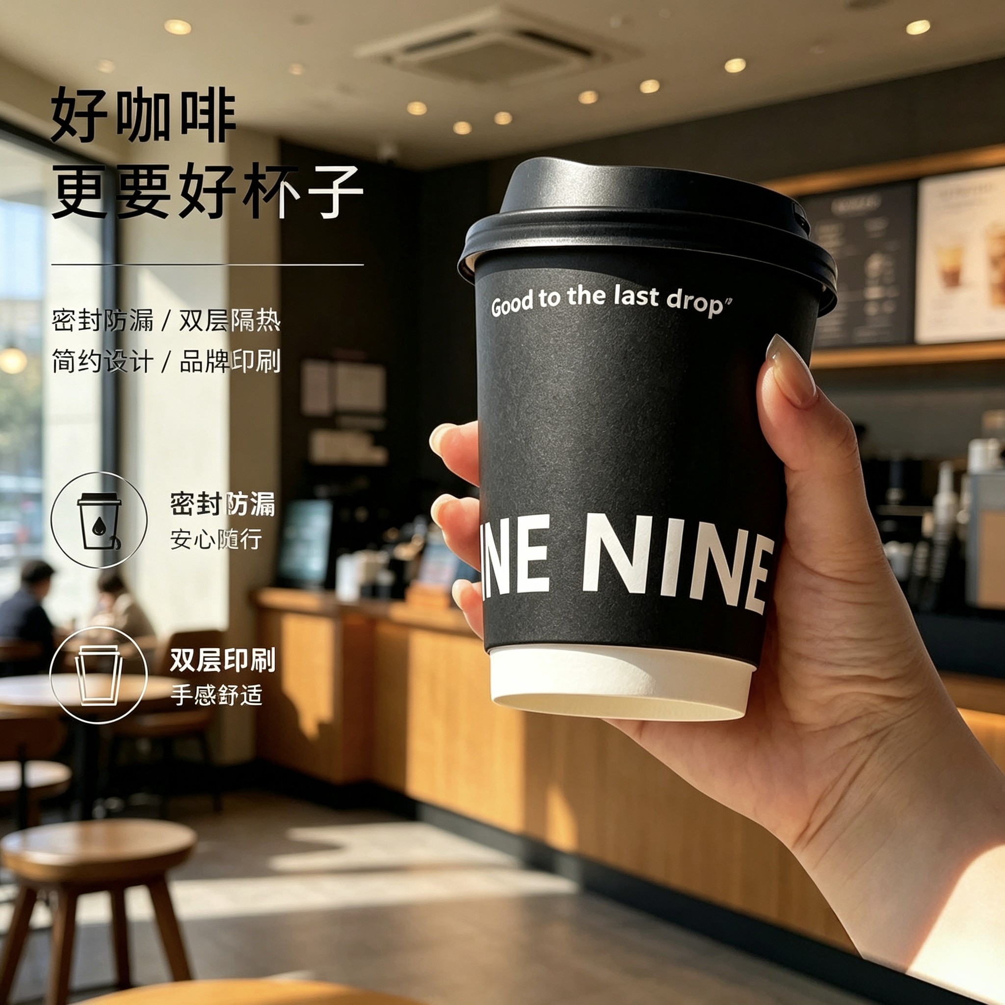 一次性带盖咖啡杯加厚家用牛皮纸杯子奶茶热饮打包杯外带定制商用