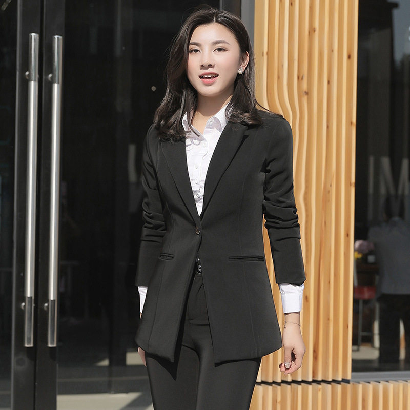职业女西装外套春秋季胖mm加肥加大码修身显瘦中长款西服工作套装