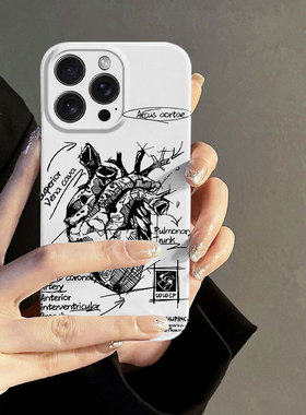 心脏跳动适用iPhone16promax苹果15华为mate70二次元vivox100小米15OPPOreno12红米k70菲林手机壳