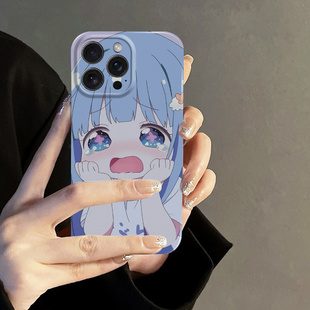 可爱日系动漫纯真萝莉哭包少女适用iPhone16promax苹果14p全包15光面13华为P70mate60菲林nova12一加手机壳12