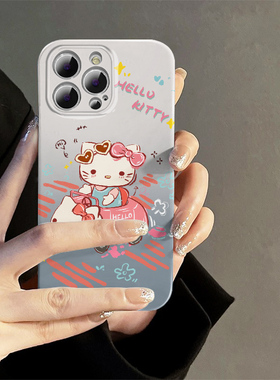 粉色hellokitty猫骑车手机壳适用iPhone16新款菲林ip15女孩12Promax可爱创意xr小众xsmax女孩13全包防摔14pro