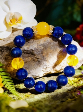 【逐光】观澜岛|原创青金石黄水晶能量手串 心向光而行自有万丈光