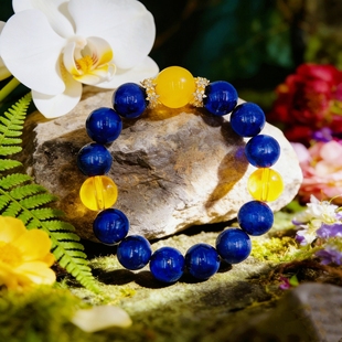 【逐光】观澜岛|原创青金石黄水晶能量手串 心向光而行自有万丈光