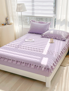 花边全棉夹棉床笠单件春秋季加厚纯棉100%绗缝床垫保护套床罩新款