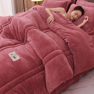冬天加绒牛奶绒被子被芯单人学生宿舍加厚保暖法兰珊瑚绒冬被棉被