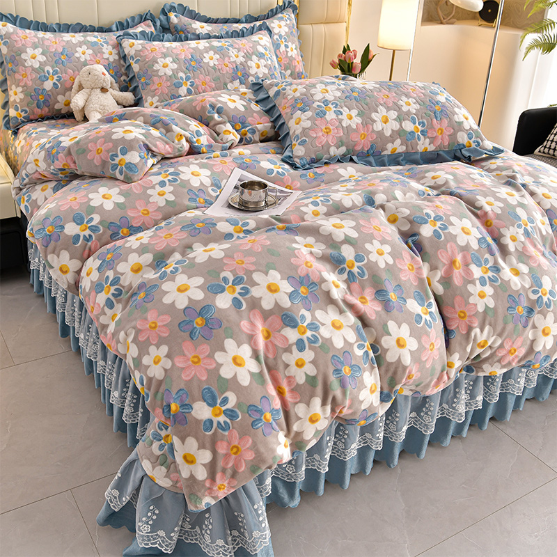 牛奶绒加厚床盖单件冬款富安娜