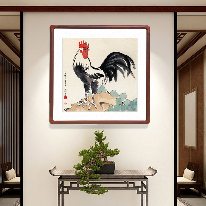 徐悲鸿中式客厅装饰画十二生肖牛鸡吉祥玄关壁画走廊过道动物挂画图片