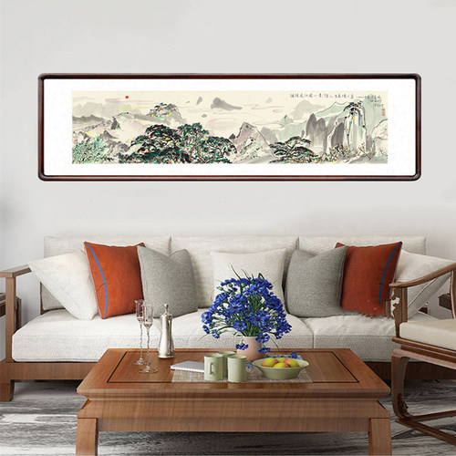 张大千《荷花鸳鸯》客厅书房茶室装饰画挂画玄关水墨高清卷轴字画_虎窝淘