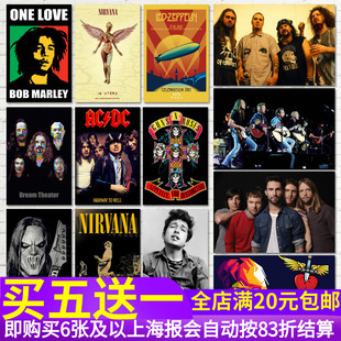 ACDC涅槃枪花老鹰活结摇滚乐队海报贴纸 音乐排练室教室墙贴画hj2