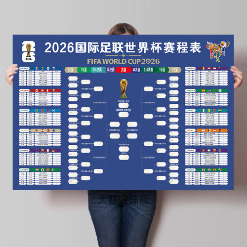 2026美加墨世界杯对阵赛程表晋级酒吧体育彩票店宣传赛事海报装饰