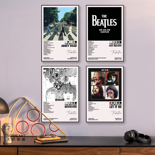 The Beatles音乐海报专辑装饰画客厅画披头士壁画甲壳虫乐队挂画