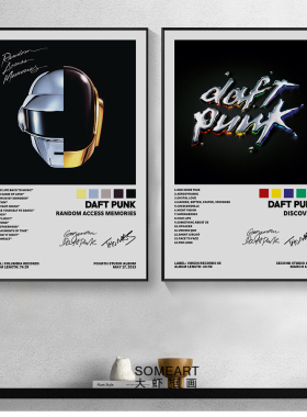 Daft Punk蠢朋克音乐专辑封面挂画百大DJ 电音装饰画酒吧餐厅墙画