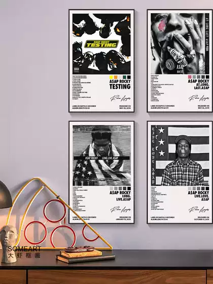 A$Ap Rocky Album Cover Hanging Picture Rocky Rap Hip-Hop Music Bar Framed Decorative Hanging Picture