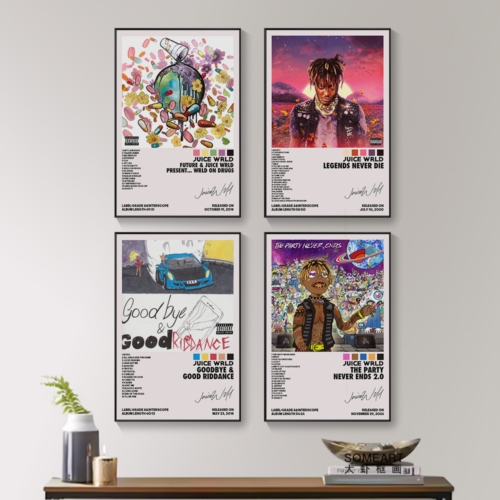 Juice Wrld朱斯沃尔德专辑封面挂画果汁哥说唱嘻哈音乐酒吧装饰图