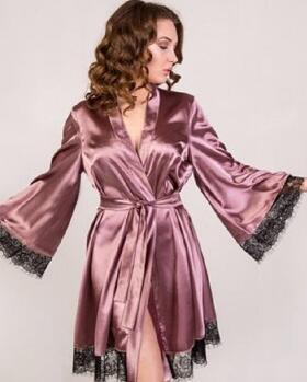 Pajamas sexy nightgown women with lace trim 性感 系带 睡袍女