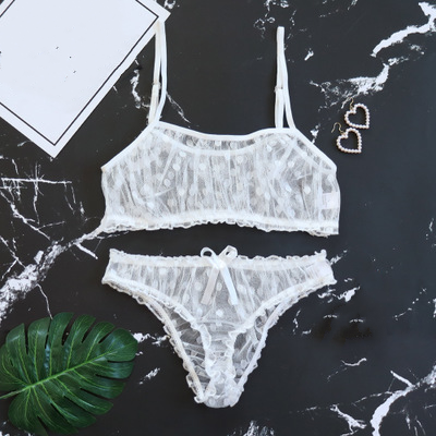 荷叶边网纱两件套内衣