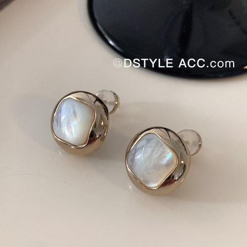 DSTYLE金边柔光贝母简约气质耳钉