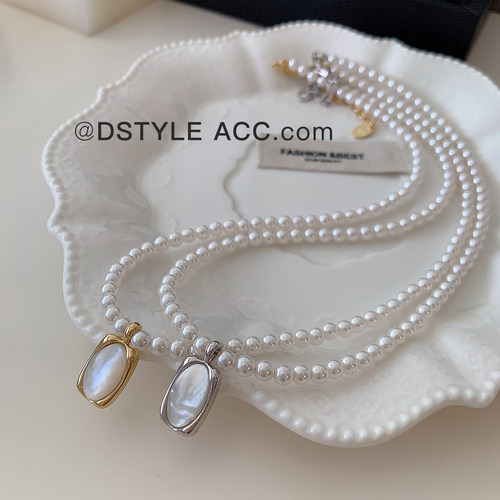 DSTYLE小众轻奢天然椭圆贝母项链