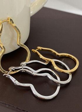 金属葫芦耳环2025新款爆款高级感耳扣简约法式风轻奢小众设计耳饰