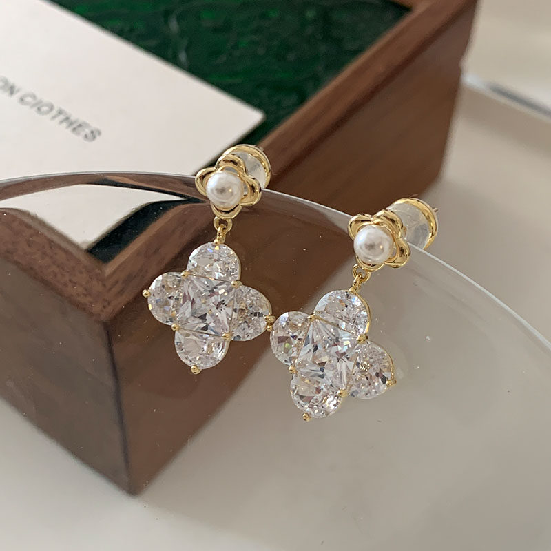 DSTYLE欧美小众设计锆石花朵耳环