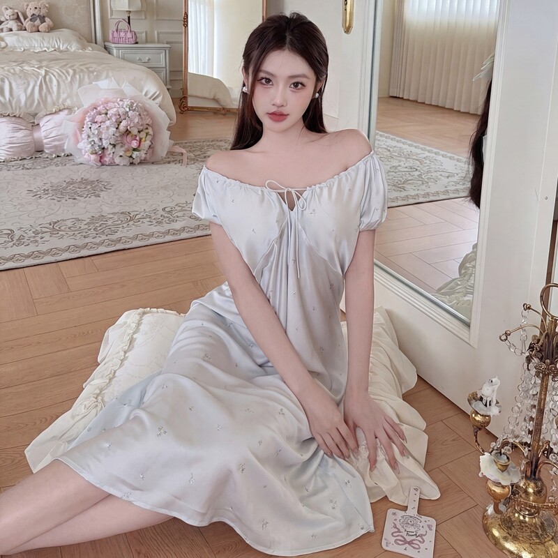 春夏季新款睡衣女性感冰丝薄款短睡衣/家居服套装