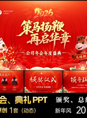 2026马年新年风PPT模板动态年会盛典颁奖仪式年底总结定制代制作
