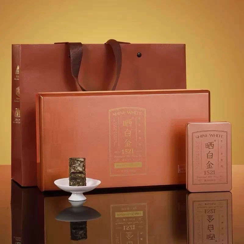 品品香1521晒白金白牡丹108克礼盒装钢琴烤漆礼盒