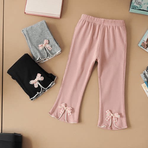 小女孩纯棉喇叭裤夏款长裤新品