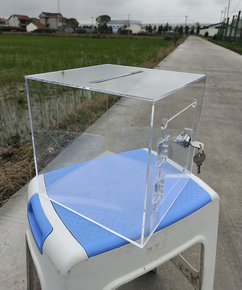 亚克力正方形透明投票箱 功德爱心意见捐款定制大小尺寸logo带锁